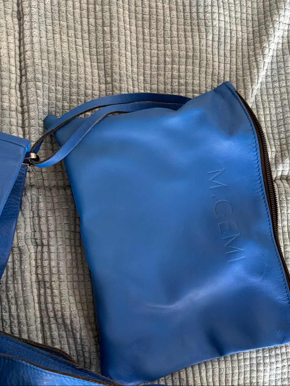 M. Gemi Cobalt Blue Leather Tote